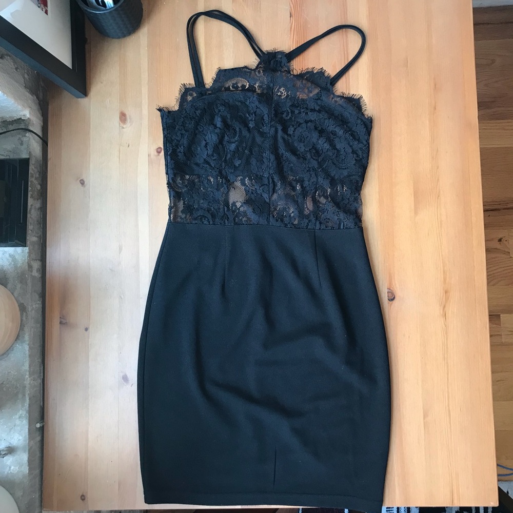 BOOHOO Sexy Black Lace Mini Dress!